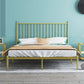 Metal Glam Slat Bed Solid Color Bed Frame with Spindle Headboard