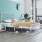 Metal Glam Slat Bed Solid Color Bed Frame with Spindle Headboard