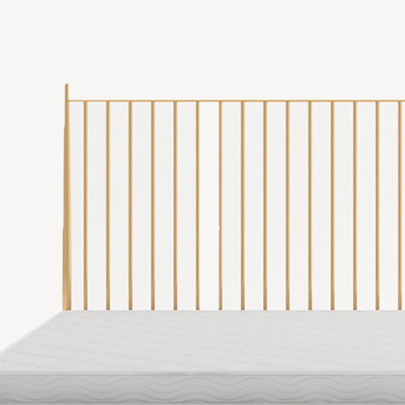 Metal Glam Slat Bed Solid Color Bed Frame with Spindle Headboard