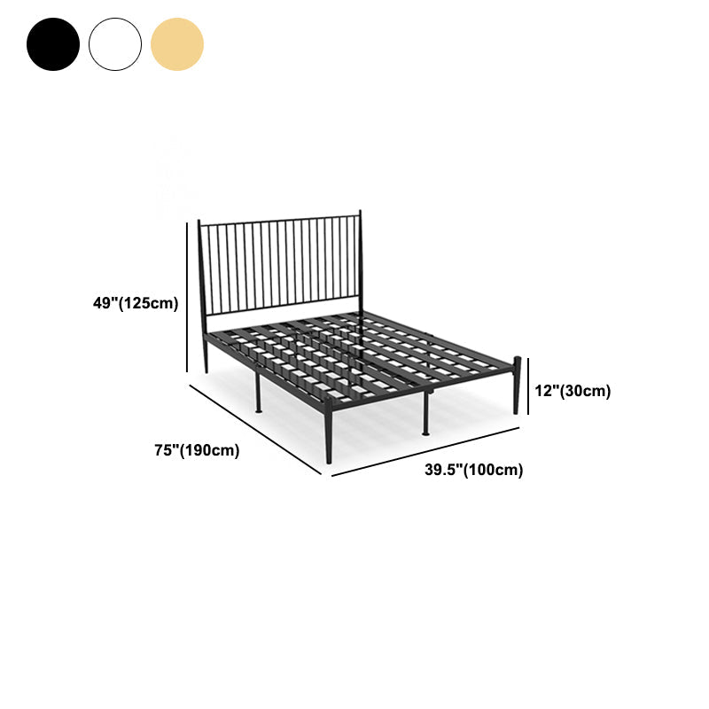 Metal Glam Slat Bed Solid Color Bed Frame with Spindle Headboard
