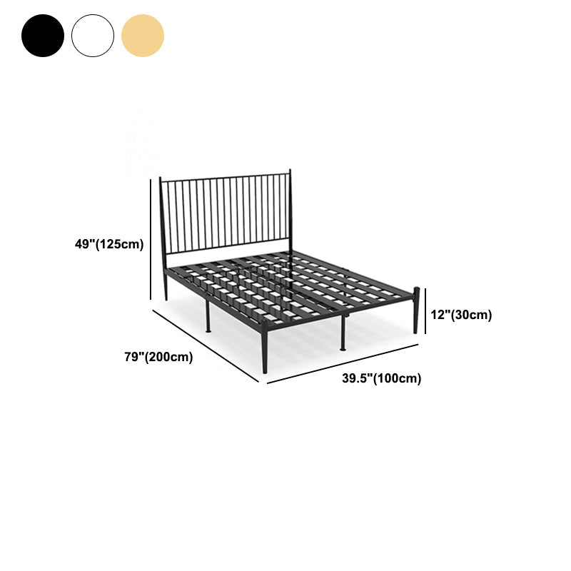 Metal Glam Slat Bed Solid Color Bed Frame with Spindle Headboard