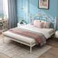 Glam Metal Open-Frame Bed with Camelback Headboard and Footboard