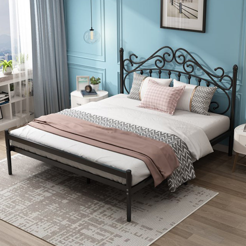 Glam Metal Open-Frame Bed with Camelback Headboard and Footboard