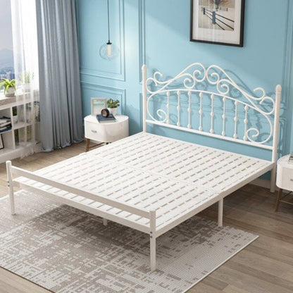 Glam Metal Open-Frame Bed with Camelback Headboard and Footboard