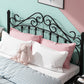Glam Metal Open-Frame Bed with Camelback Headboard and Footboard