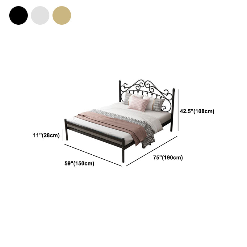 Glam Metal Open-Frame Bed with Camelback Headboard and Footboard