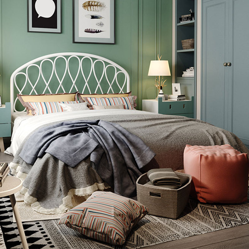 Open-Frame Bed,47.24" H Arched Headboard Slat Bed with Metal Legs White Clearhalo 'Bedroom Furniture' 'Beds' 'furn' 'furn_beds' 'Furniture' 5604388