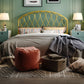 Open-Frame Bed,47.24" H Arched Headboard Slat Bed with Metal Legs Gold Clearhalo 'Bedroom Furniture' 'Beds' 'furn' 'furn_beds' 'Furniture' 5604393