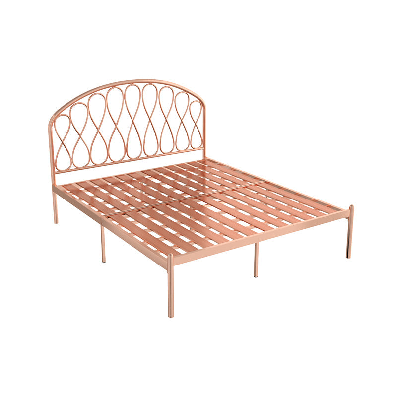 Open-Frame Bed,47.24" H Arched Headboard Slat Bed with Metal Legs Rose Gold Clearhalo 'Bedroom Furniture' 'Beds' 'furn' 'furn_beds' 'Furniture' 5604396