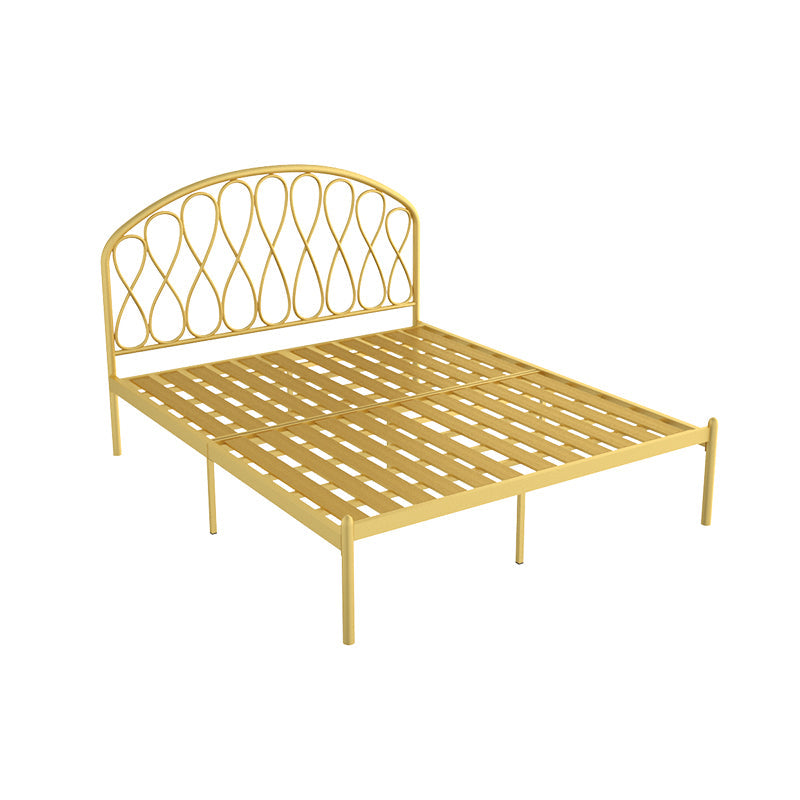 Open-Frame Bed,47.24" H Arched Headboard Slat Bed with Metal Legs Clearhalo 'Bedroom Furniture' 'Beds' 'furn' 'furn_beds' 'Furniture' 5604398