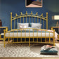 47.24-In High Wire-Grid Open-Frame Bed Luxurious Iron Bed Frame with Headboard Gold Clearhalo 'Bedroom Furniture' 'Beds' 'furn' 'furn_beds' 'Furniture' 5604425