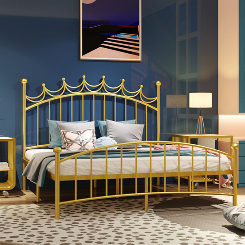 47.24-In High Wire-Grid Open-Frame Bed Luxurious Iron Bed Frame with Headboard Full XL Gold Clearhalo 'Bedroom Furniture' 'Beds' 'furn' 'furn_beds' 'Furniture' 5604428