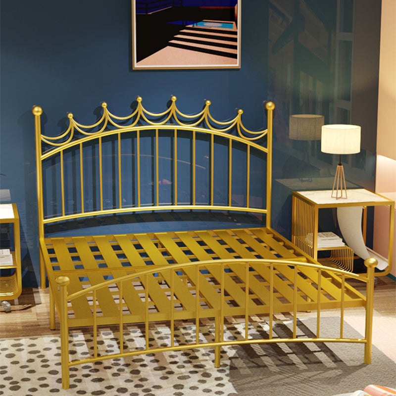 47.24-In High Wire-Grid Open-Frame Bed Luxurious Iron Bed Frame with Headboard Clearhalo 'Bedroom Furniture' 'Beds' 'furn' 'furn_beds' 'Furniture' 5604432