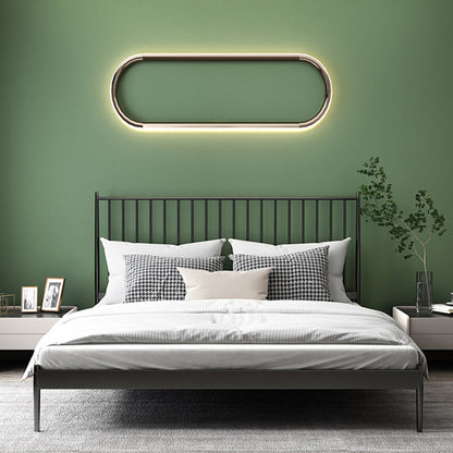 43.3" Metal Standard Bed with Spindle Headboard Low Profile Bed