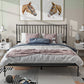 43.3" Metal Standard Bed with Spindle Headboard Low Profile Bed