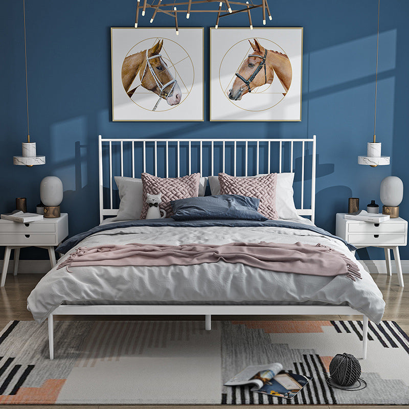 43.3" Metal Standard Bed with Spindle Headboard Low Profile Bed