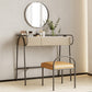 Stone Top Mirrored Make-up Vanity Metal Dressing Table Set with Stool Clearhalo 'Bedroom Furniture' 'furn' 'furn_makeup_vanities' 'Furniture' 'Makeup Vanities' 'makeup_vanities' 5604479