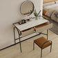 Stone Top Mirrored Make-up Vanity Metal Dressing Table Set with Stool Clearhalo 'Bedroom Furniture' 'furn' 'furn_makeup_vanities' 'Furniture' 'Makeup Vanities' 'makeup_vanities' 5604483