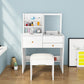 Scandinavian Engineered Wood Dressing Table Set with Mirror and Padded Stool