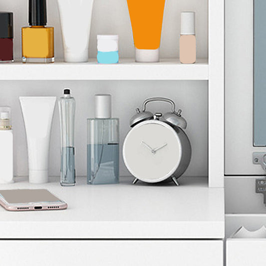 Tavolo da toeletta in legno ingegnerizzato scandinavo con specchio e sgabello imbottito