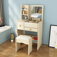 Scandinavian Engineered Wood Dressing Table Set with Mirror and Padded Stool