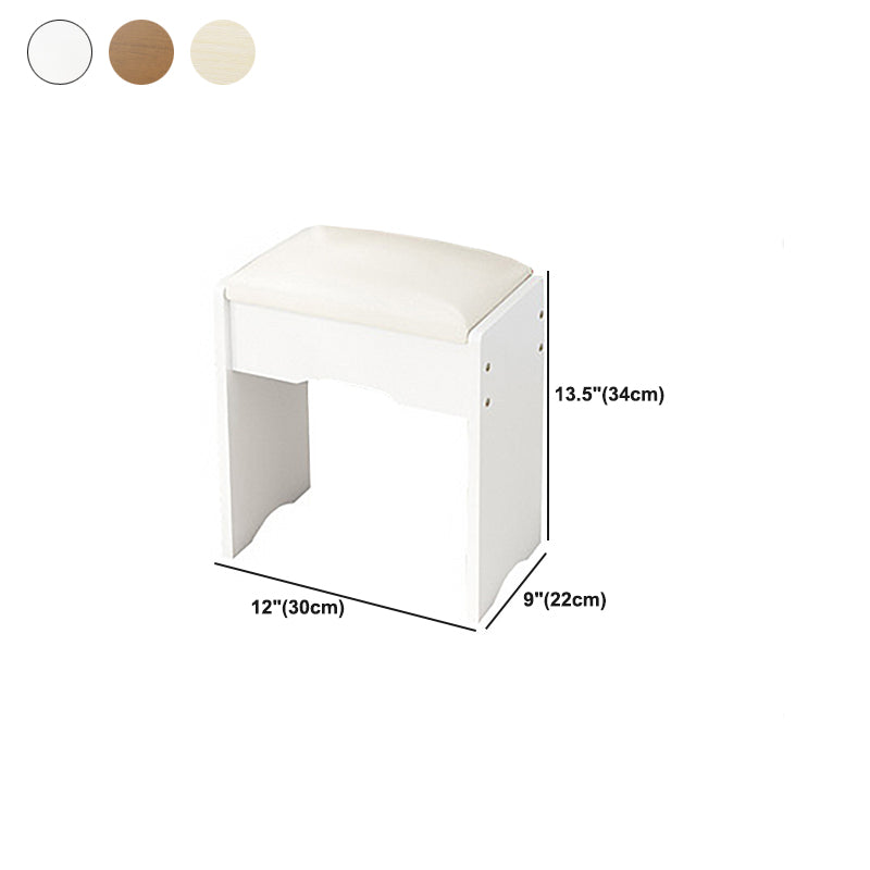 Scandinavian Engineered Wood Dressing Table Set with Mirror and Padded Stool