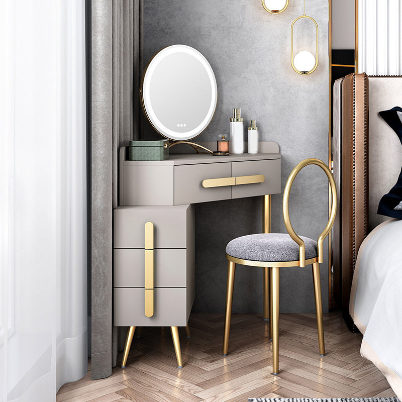 33.4" Wide Vanity Set with Stool Engineered Wood and Metal Dressing Table