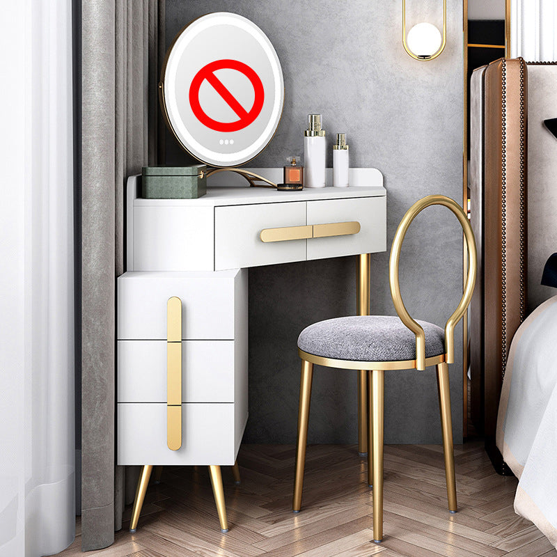 33.4" Wide Vanity Set with Stool Engineered Wood and Metal Dressing Table