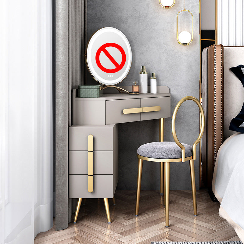 33.4" Wide Vanity Set with Stool Engineered Wood and Metal Dressing Table