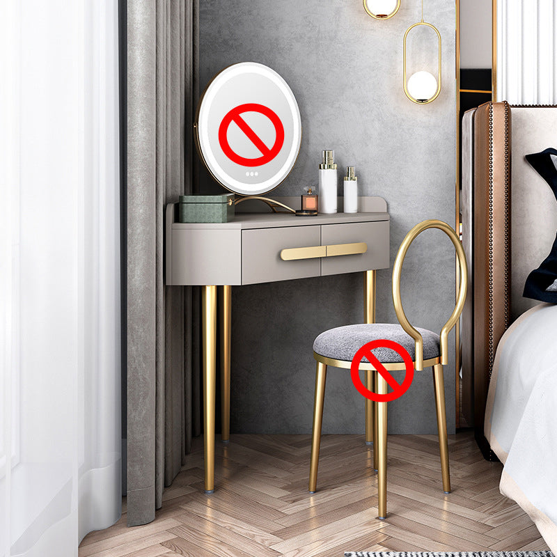 33.4" Wide Vanity Set with Stool Engineered Wood and Metal Dressing Table