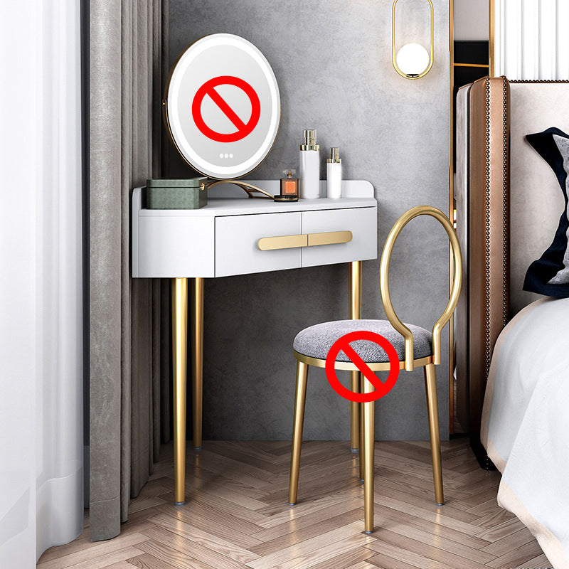 33.4" Wide Vanity Set with Stool Engineered Wood and Metal Dressing Table