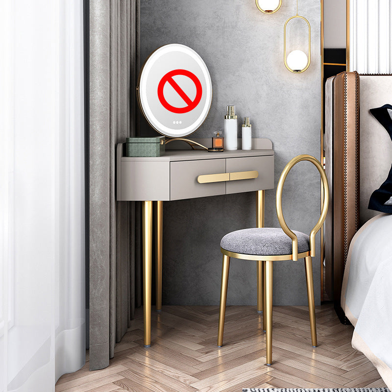 33.4" Wide Vanity Set with Stool Engineered Wood and Metal Dressing Table