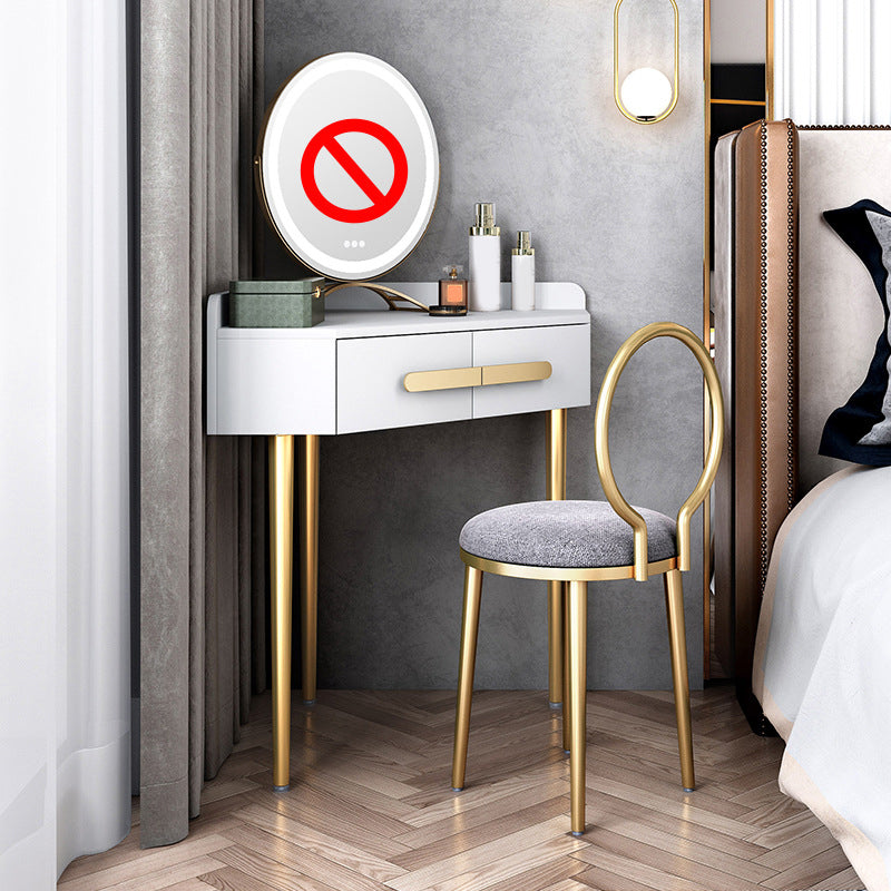 33.4" Wide Vanity Set with Stool Engineered Wood and Metal Dressing Table