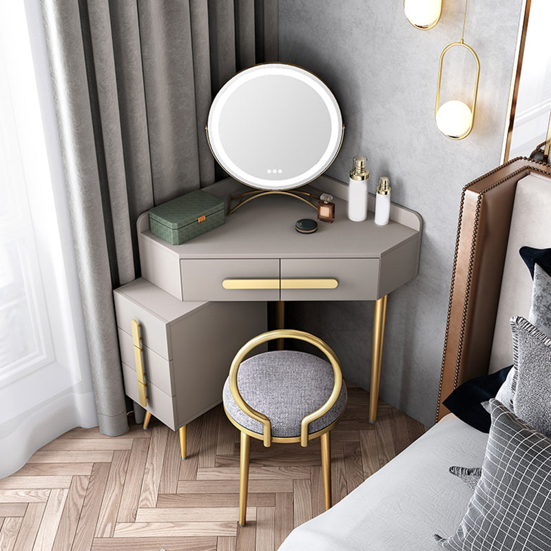 33.4" Wide Vanity Set with Stool Engineered Wood and Metal Dressing Table