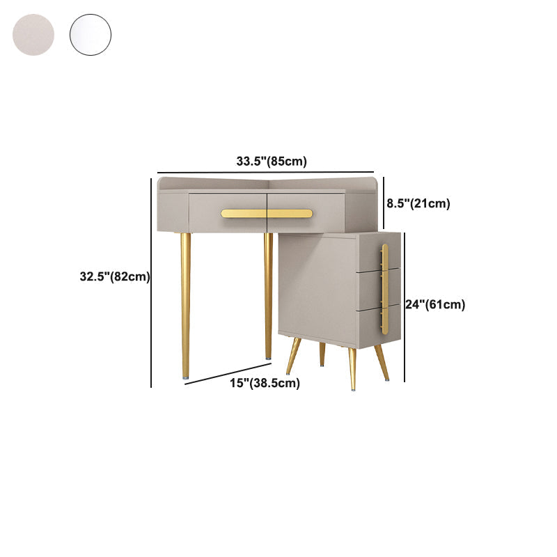 33.4" Wide Vanity Set with Stool Engineered Wood and Metal Dressing Table