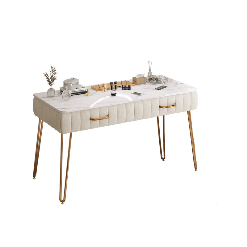 Metal Dressing Table with 2 Storage Drawers Stone Top Make-up Vanity