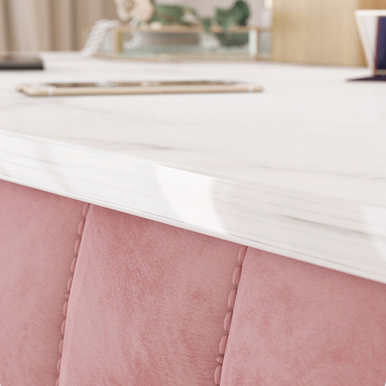 Metal Dressing Table with 2 Storage Drawers Stone Top Make-up Vanity