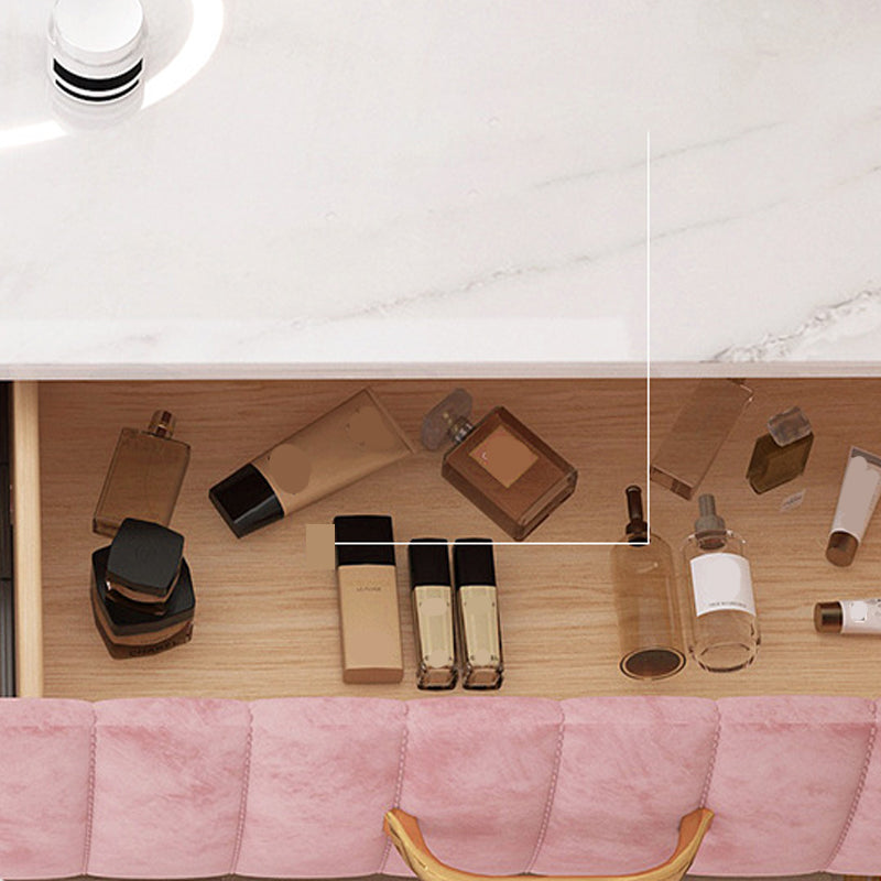 Metal Dressing Table with 2 Storage Drawers Stone Top Make-up Vanity