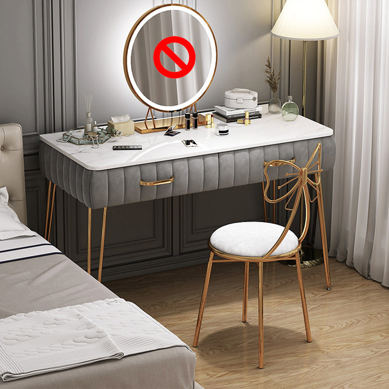 Metal Dressing Table with 2 Storage Drawers Stone Top Make-up Vanity