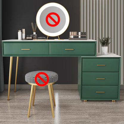 Genuine Leather Vanity Set 5 Storage Drawers Dressing Table with Padded Stool Makeup Vanity 31"L x 16"W x 30"H Green Clearhalo 'Bedroom Furniture' 'furn' 'furn_makeup_vanities' 'Furniture' 'Makeup Vanities' 'makeup_vanities' 5604596