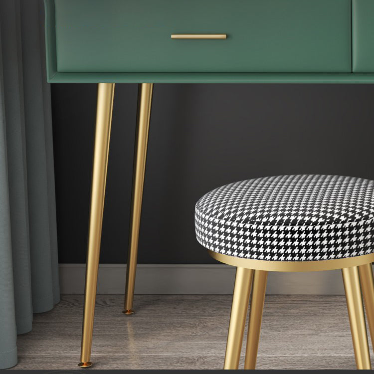 Genuine Leather Vanity Set 5 Storage Drawers Dressing Table with Padded Stool Clearhalo 'Bedroom Furniture' 'furn' 'furn_makeup_vanities' 'Furniture' 'Makeup Vanities' 'makeup_vanities' 5604601