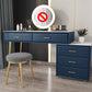 Genuine Leather Vanity Set 5 Storage Drawers Dressing Table with Padded Stool Makeup Vanity & Stools 47"L x 16"W x 30"H Blue Clearhalo 'Bedroom Furniture' 'furn' 'furn_makeup_vanities' 'Furniture' 'Makeup Vanities' 'makeup_vanities' 5604604