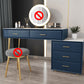 Genuine Leather Vanity Set 5 Storage Drawers Dressing Table with Padded Stool Makeup Vanity 47"L x 16"W x 30"H Blue Clearhalo 'Bedroom Furniture' 'furn' 'furn_makeup_vanities' 'Furniture' 'Makeup Vanities' 'makeup_vanities' 5604606