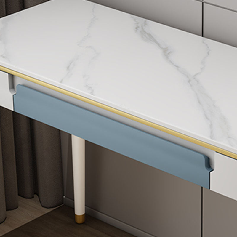 White/Black Modern Vanity Engineered Wood Makeup Dressing Table Stool Set