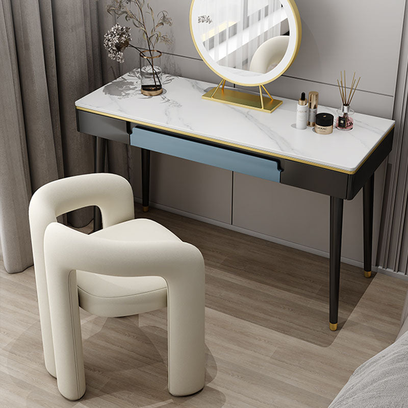 White/Black Modern Vanity Engineered Wood Makeup Dressing Table Stool Set