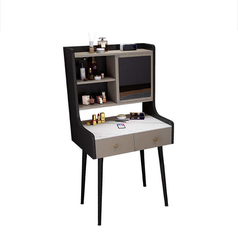 Zeitgenössischer Stein -Top -Waschtisch mit Aufbewahrung in Schwarz/Grau