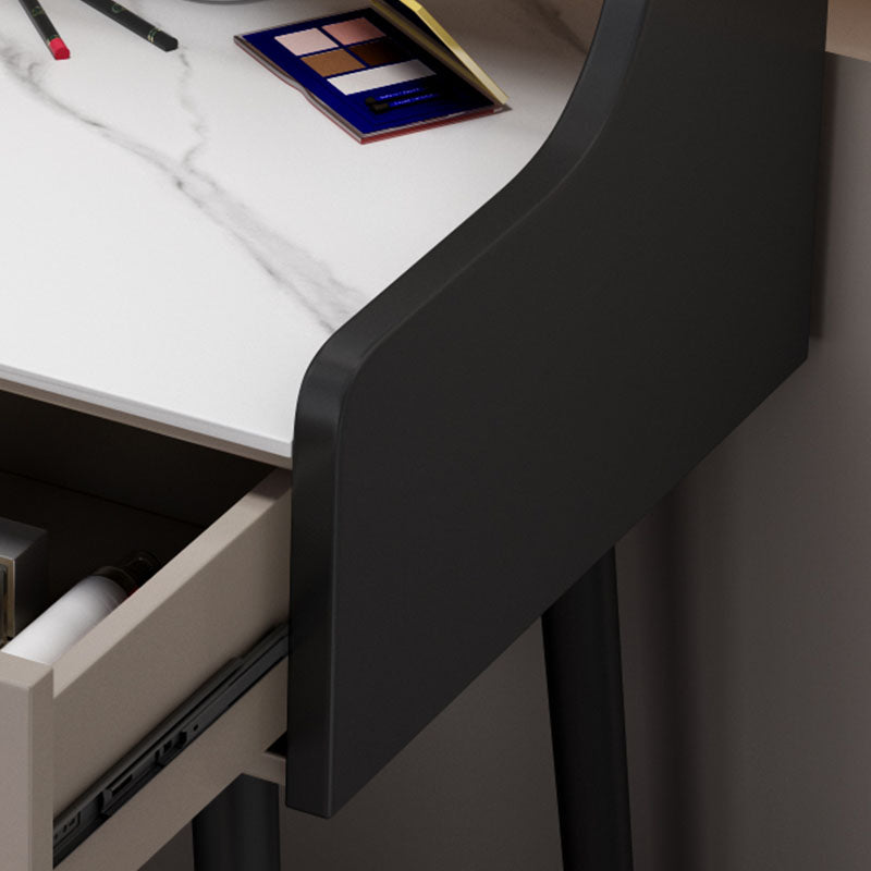 Zeitgenössischer Stein -Top -Waschtisch mit Aufbewahrung in Schwarz/Grau