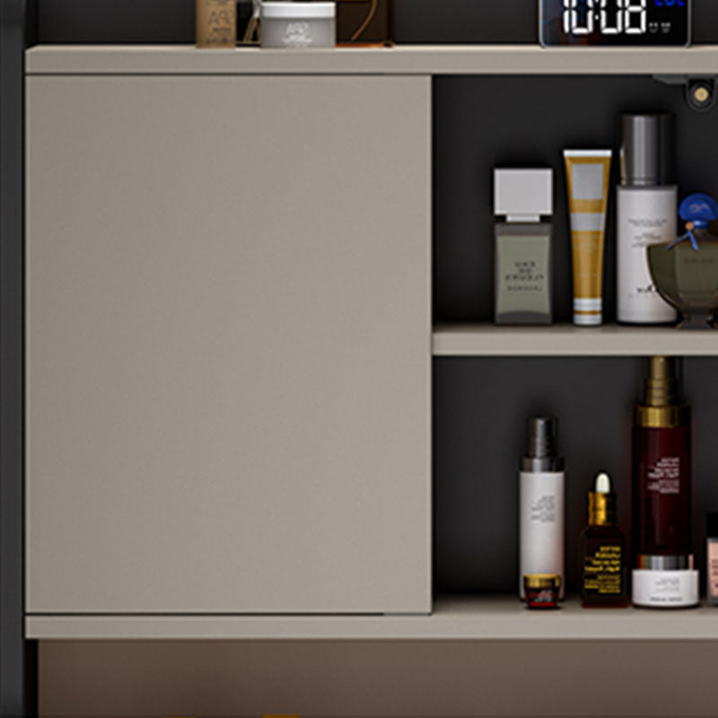 Zeitgenössischer Stein -Top -Waschtisch mit Aufbewahrung in Schwarz/Grau