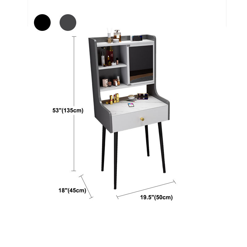 Zeitgenössischer Stein -Top -Waschtisch mit Aufbewahrung in Schwarz/Grau