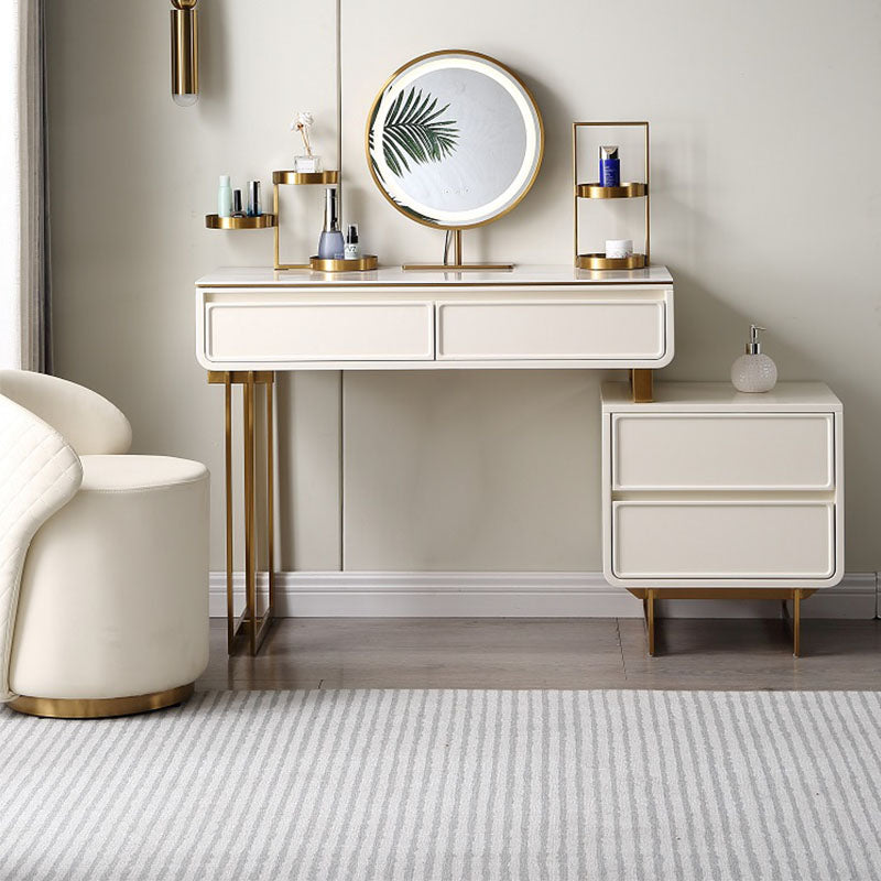White/Grey Vanity Wood Makeup Dressing Table Stone Top Dresser
